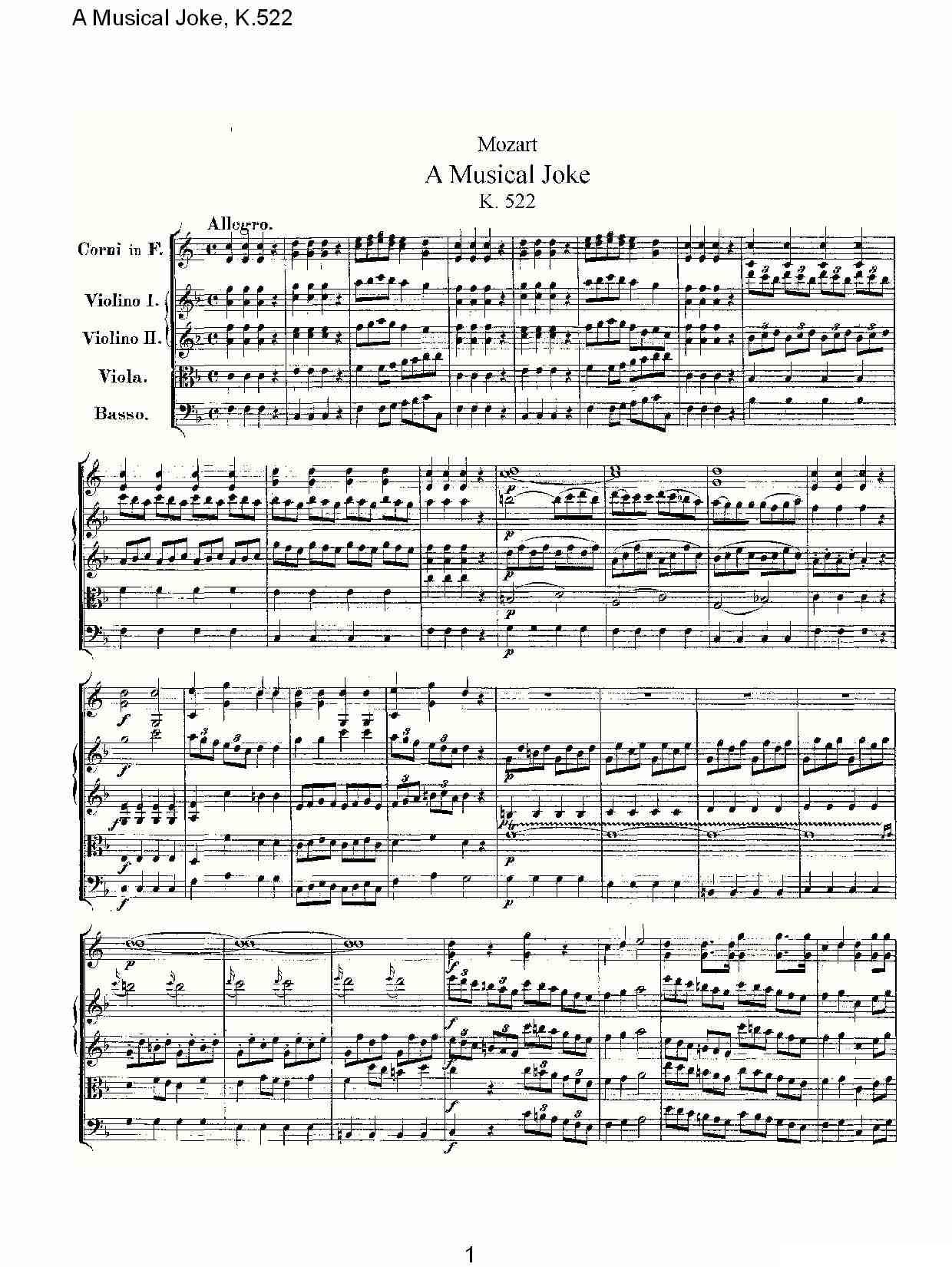 A Musical Joke, K.522其它曲谱（图1）