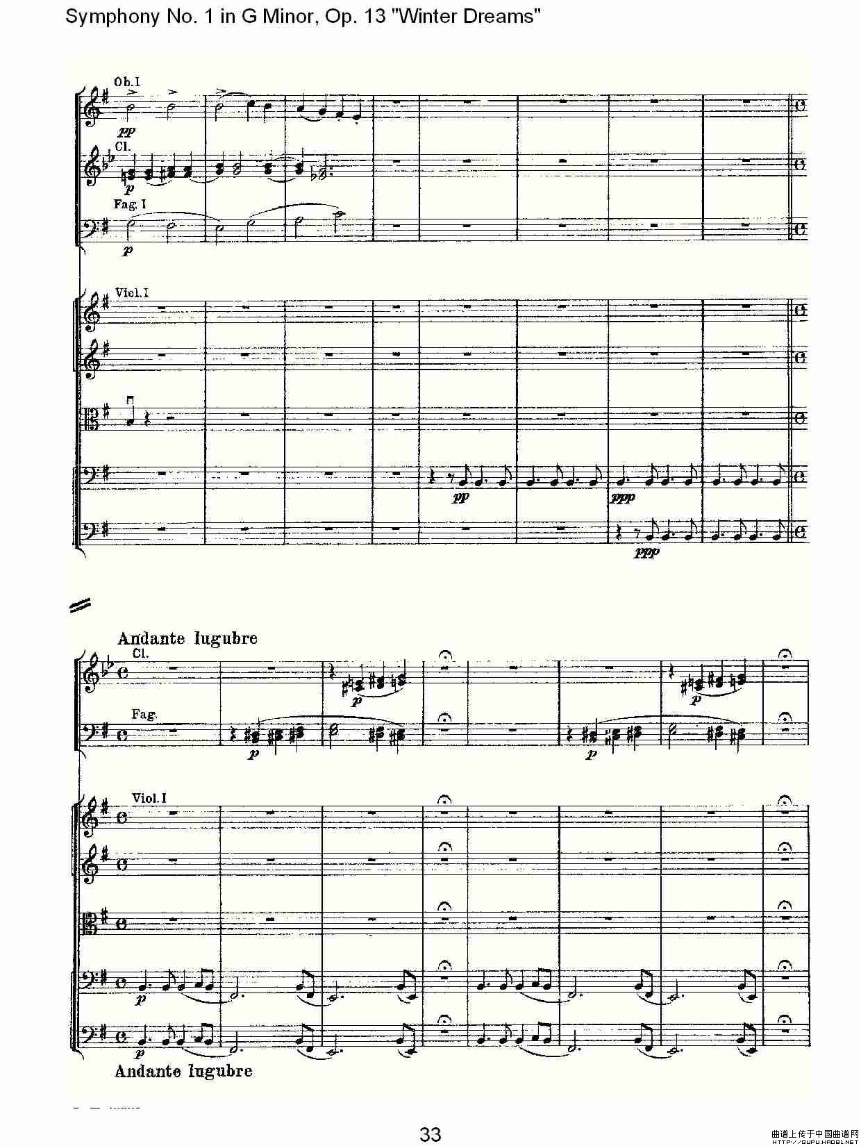 G小调第一交响曲, Op.13     冬天的梦幻Op.13第四乐章（二）其它曲谱（图2）