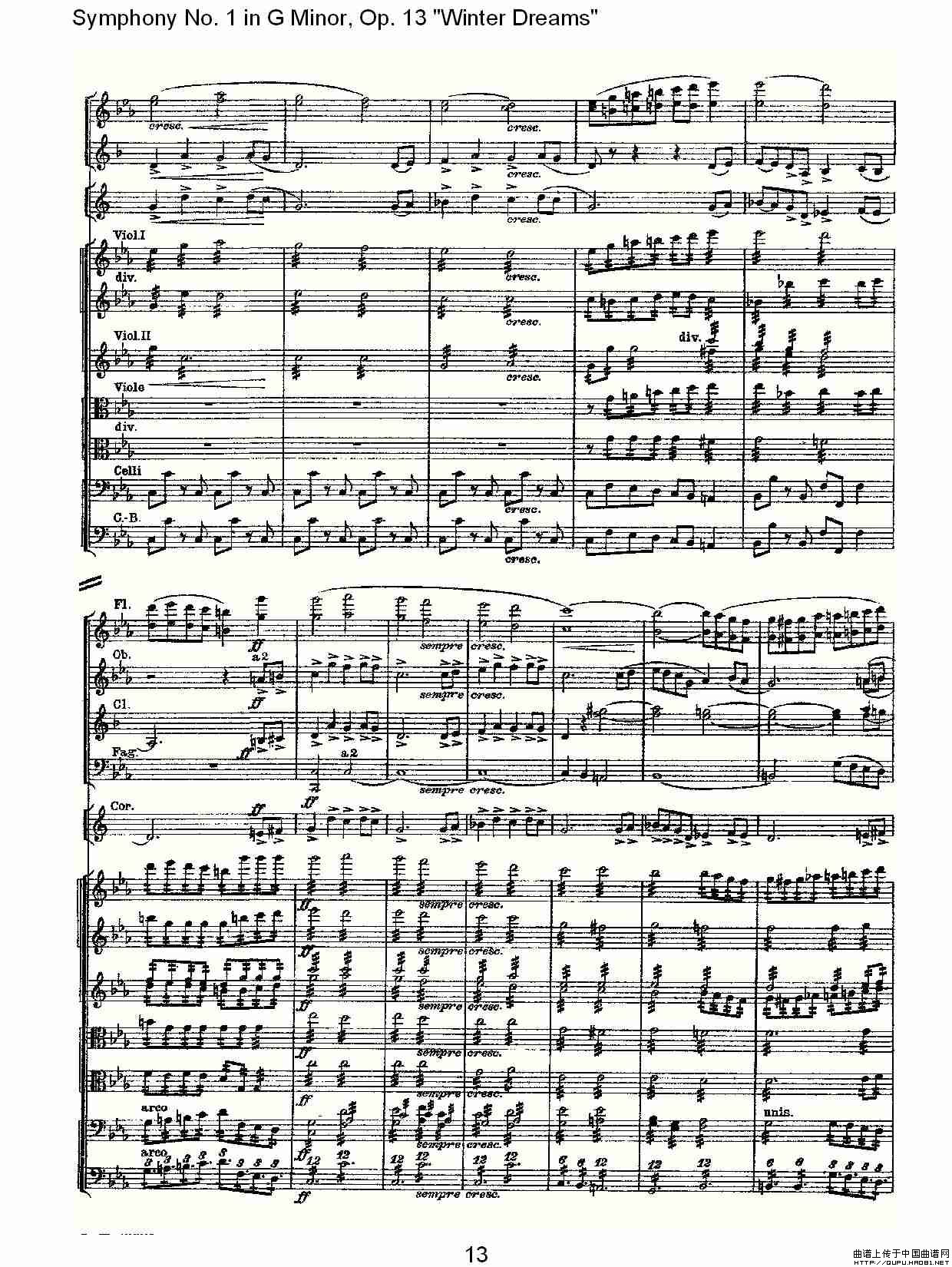 G小调第一交响曲, Op.13     冬天的梦幻Op.13第二乐章其它曲谱（图7）