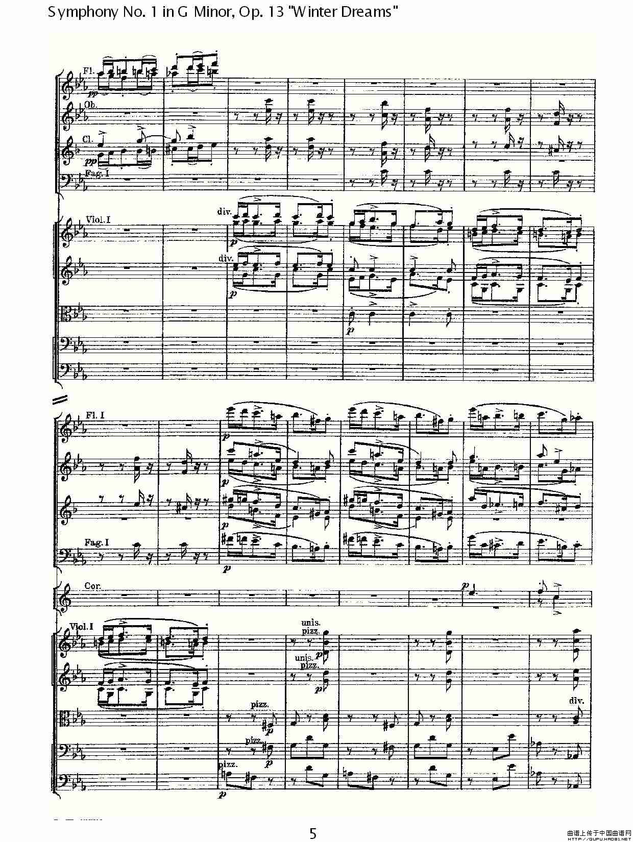 G小调第一交响曲, Op.13     冬天的梦幻Op.13第三乐章其它曲谱（图3）
