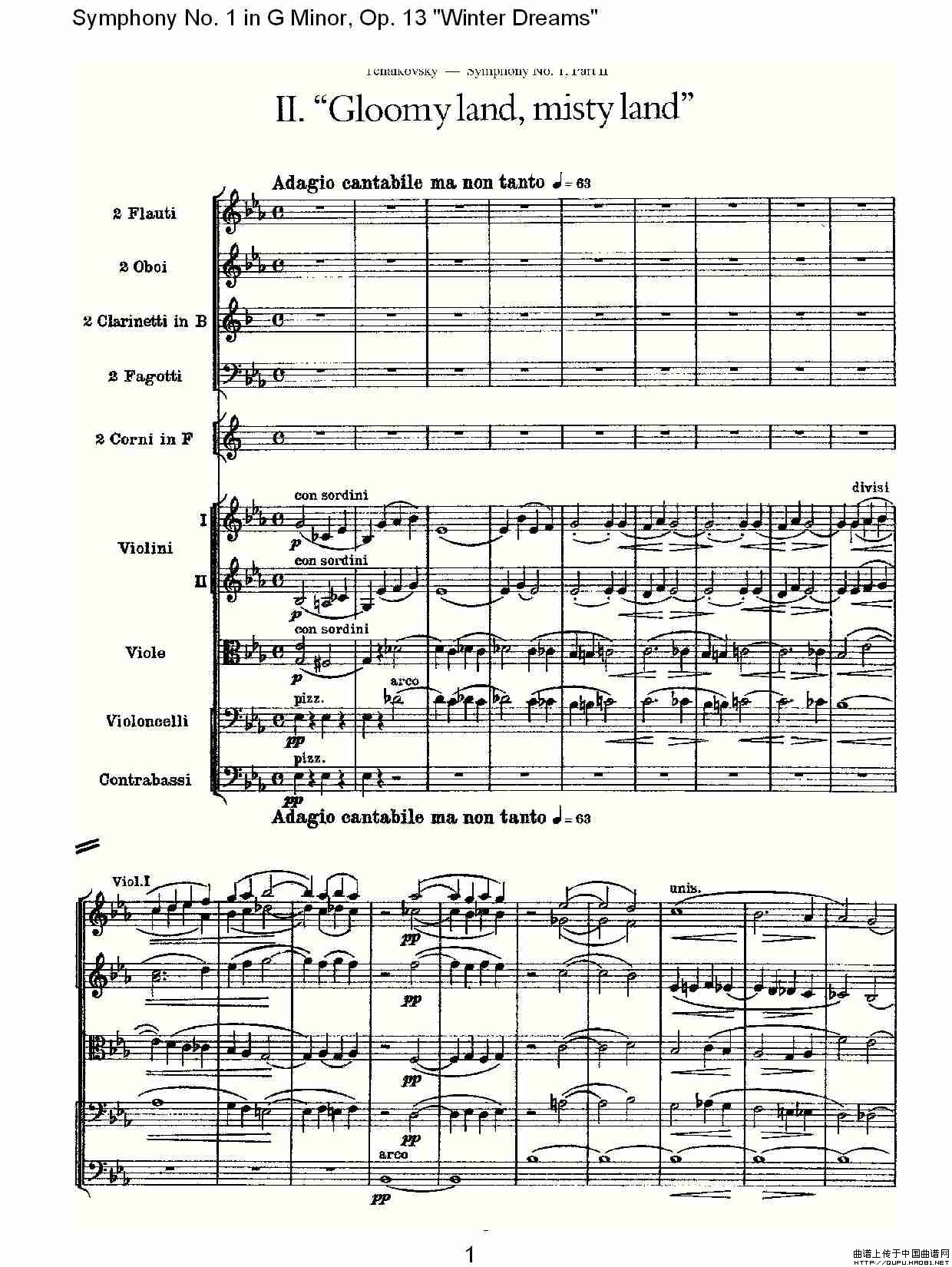 G小调第一交响曲, Op.13     冬天的梦幻Op.13第二乐章其它曲谱（图1）