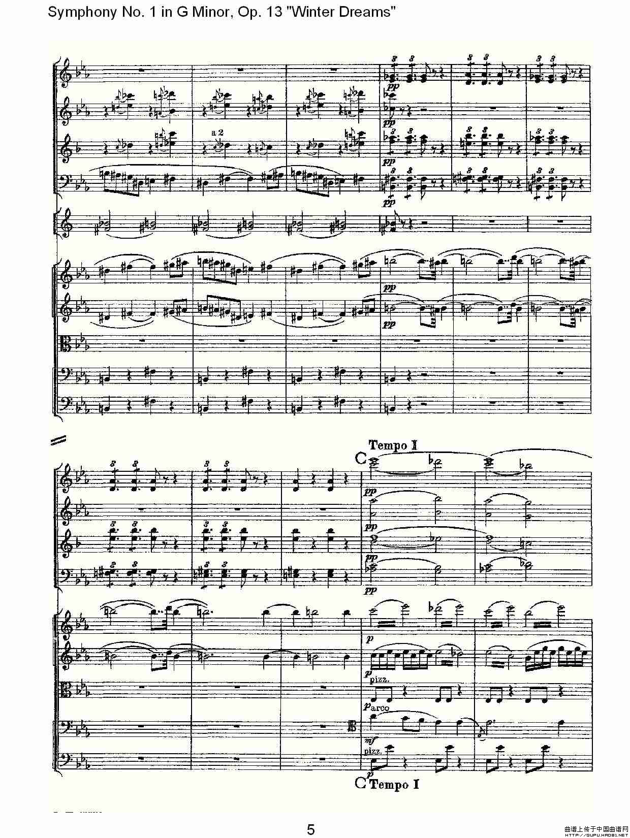 G小调第一交响曲, Op.13     冬天的梦幻Op.13第二乐章其它曲谱（图3）