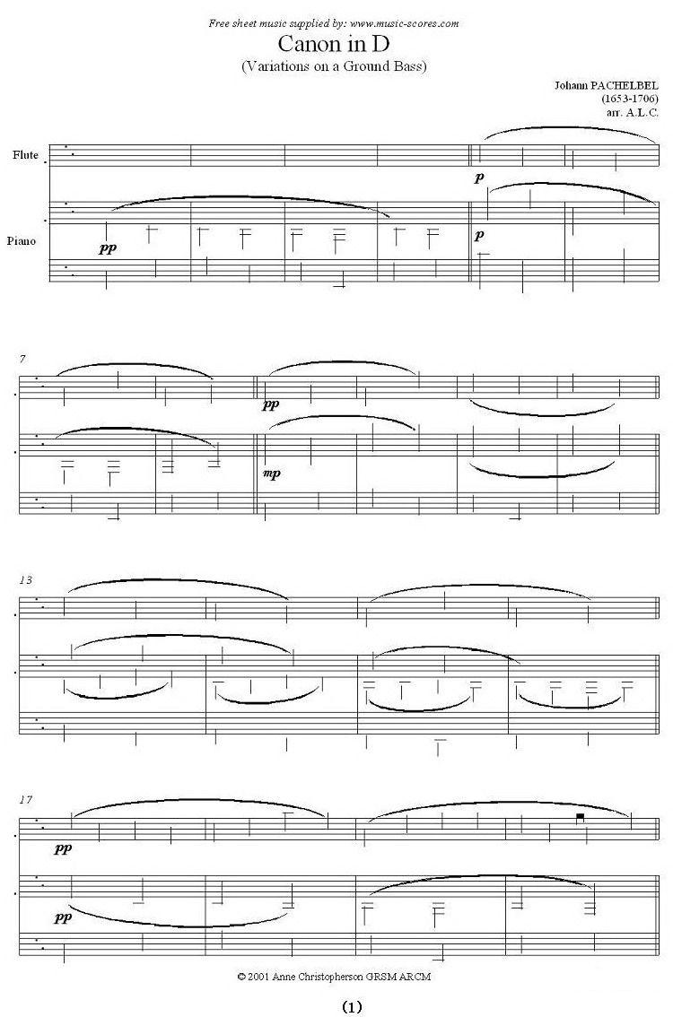 Canon in D（长笛+钢琴）其它曲谱（图1）