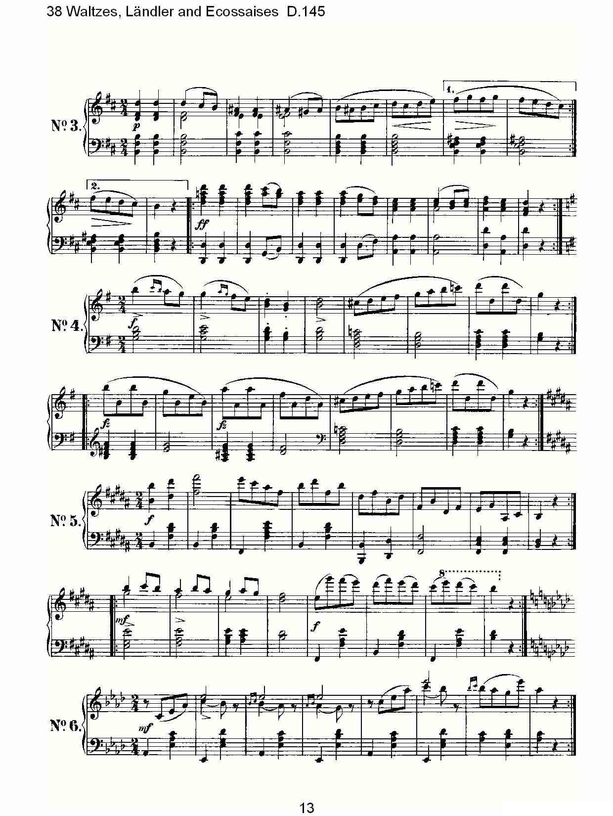 38华尔兹舞曲, L?ndler and Ecossaises D.145其它曲谱（图13）