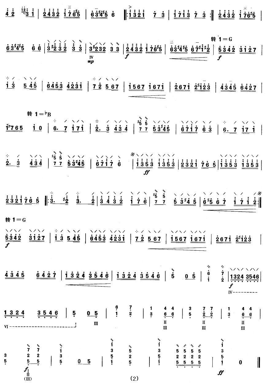 柳琴考级曲目六级：吉普赛回旋曲其它曲谱（图2）