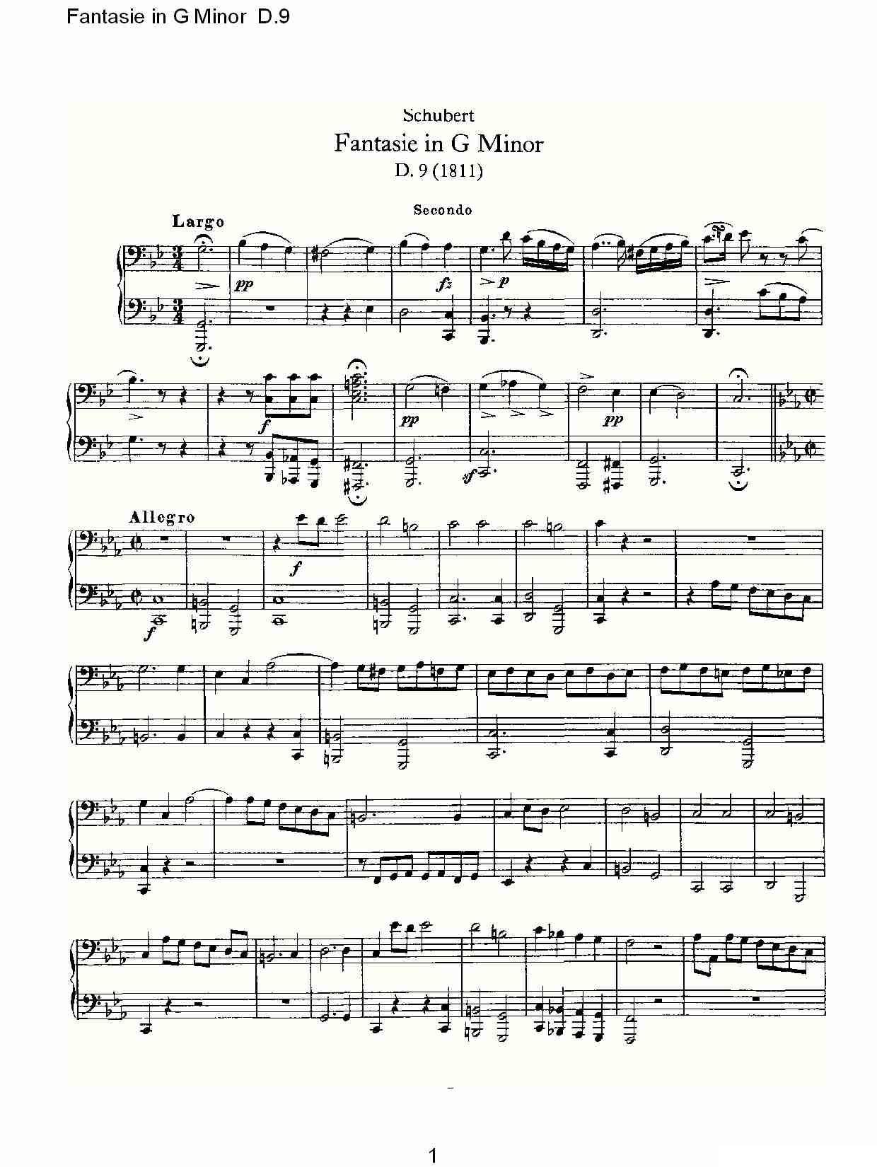 Fantasie in G Minor D.9（G小调幻想曲D.9）其它曲谱（图1）