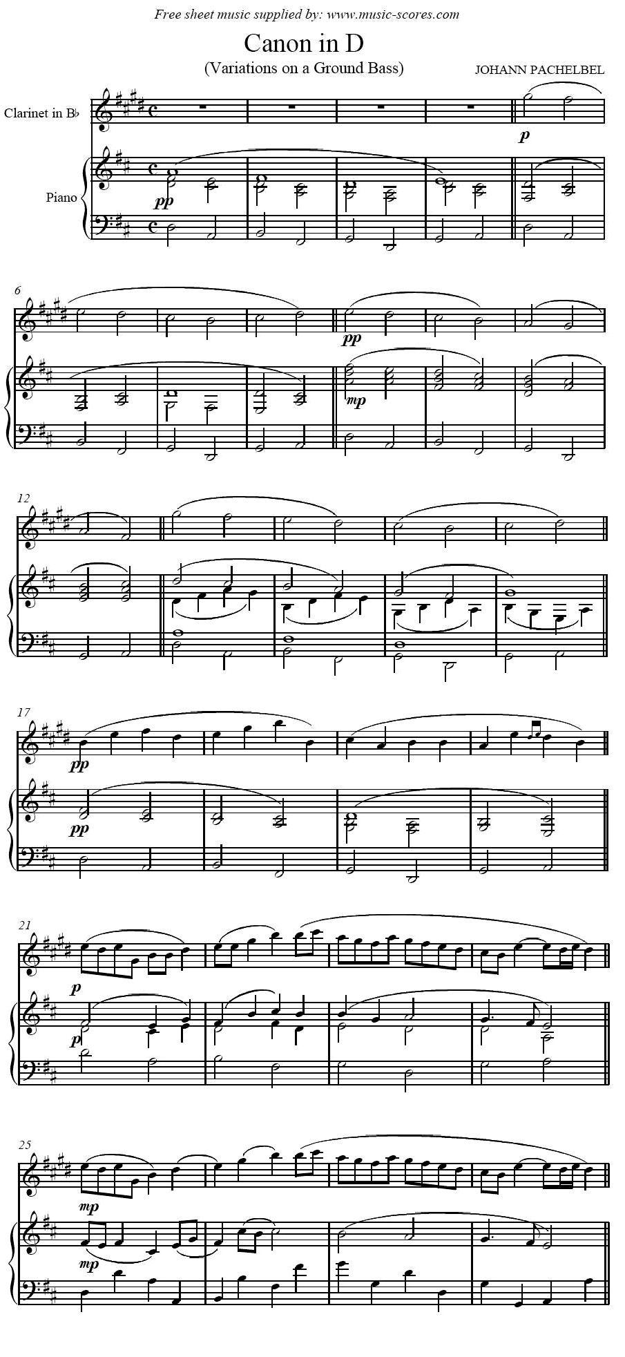 Canon in D（卡农 单簧管+钢琴伴奏）其它曲谱（图1）