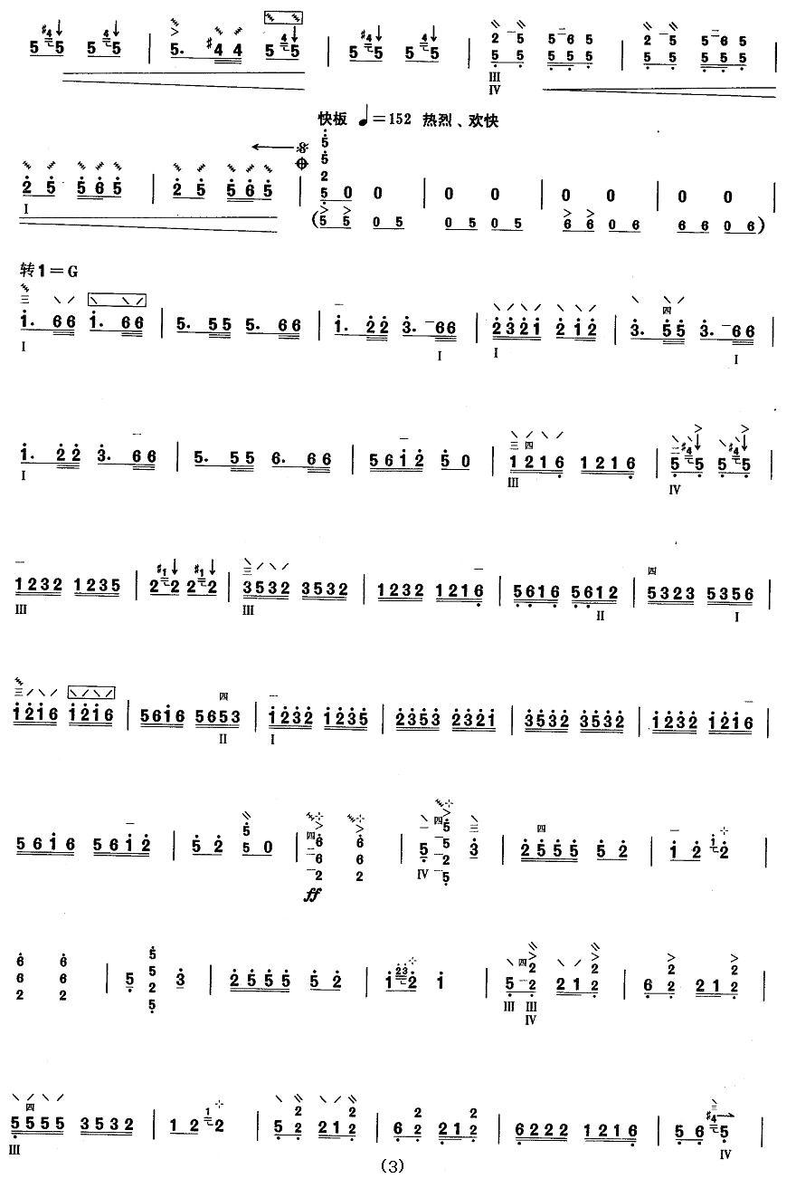 柳琴考级曲目八级：毕兹卡欢庆会（又名“土家族舞曲”）其它曲谱（图3）