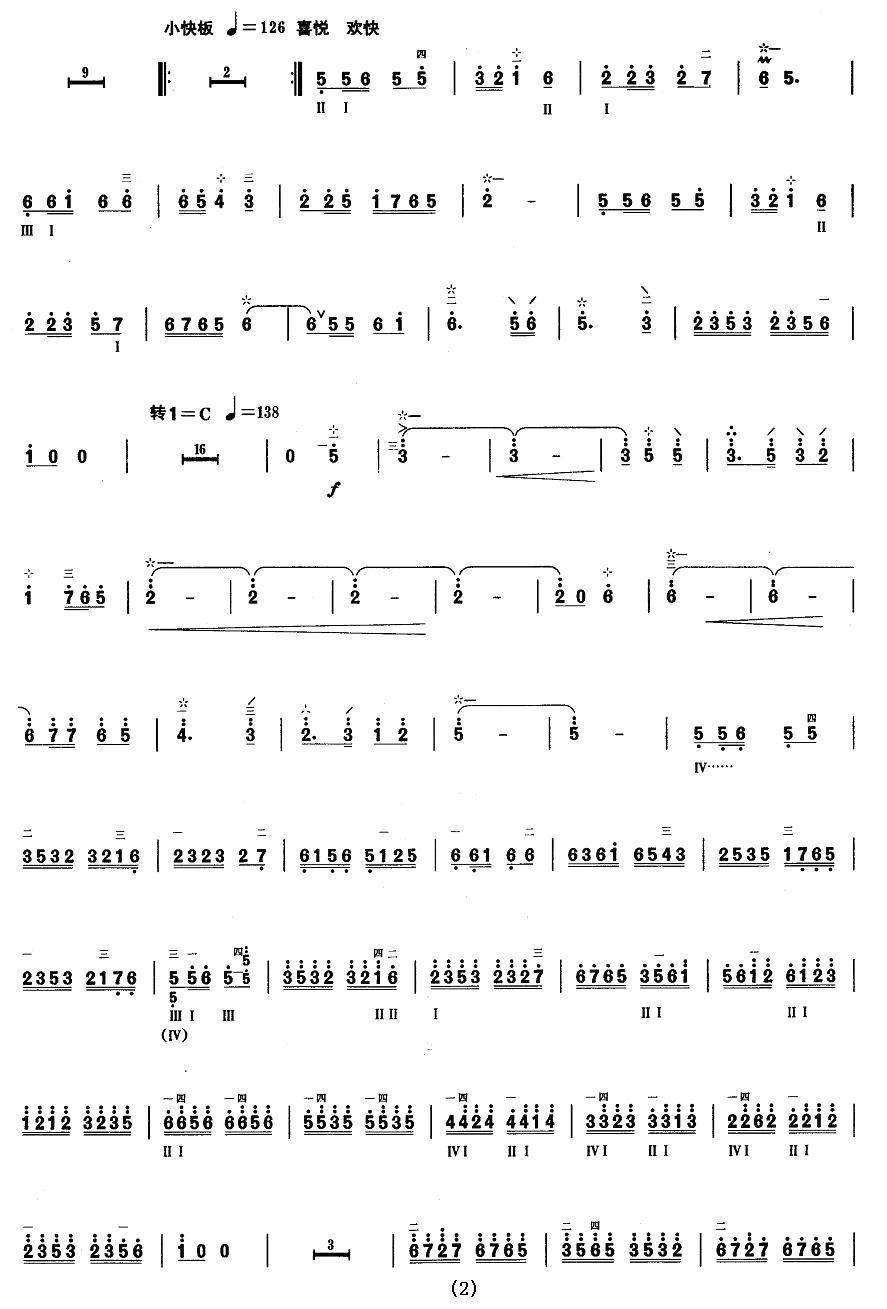 柳琴考级曲目九级：悠悠故乡情其它曲谱（图2）