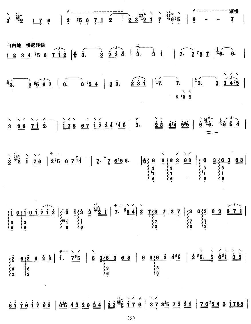 柳琴考级曲目七级：葡萄架下其它曲谱（图2）