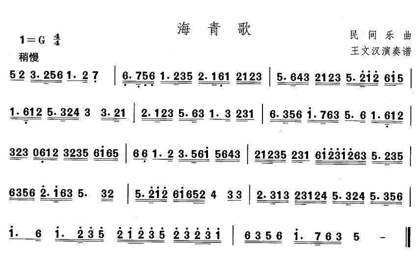 中国民族民间舞曲选（一)东北秧歌：海青）其它曲谱（图1）