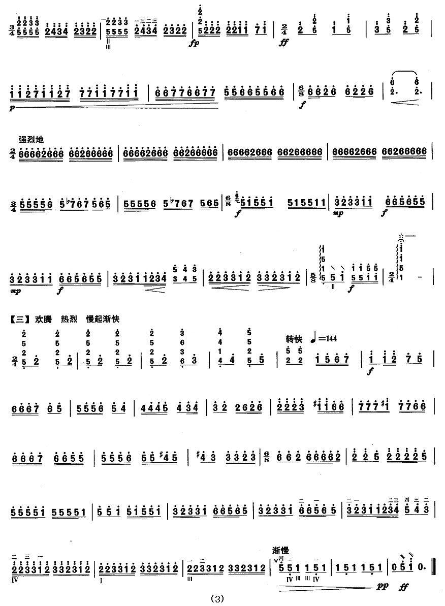 柳琴考级曲目八级：南疆舞曲其它曲谱（图3）