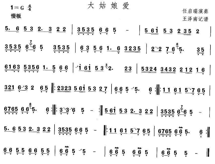 中国民族民间舞曲选（三)河北地秧歌：大姑娘）其它曲谱（图1）