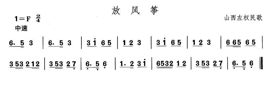 中国民族民间舞曲选（四)山西秧歌：放风）其它曲谱（图1）