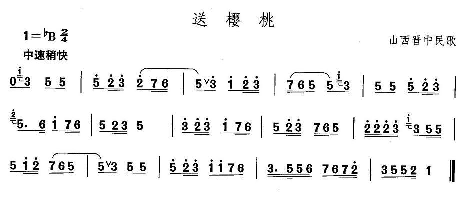 中国民族民间舞曲选（四)山西秧歌：送樱）其它曲谱（图1）
