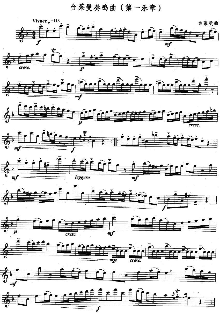 苔莱曼奏鸣曲（第一乐章）其它曲谱（图1）