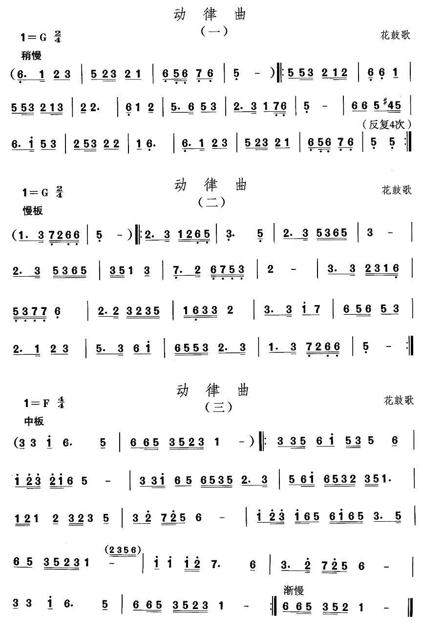 中国民族民间舞曲选（五)安徽花鼓灯：动律）其它曲谱（图1）