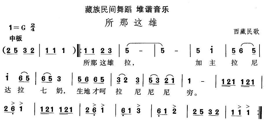 中国民族民间舞曲选（七)藏族舞蹈：堆谐-所那这）其它曲谱（图1）