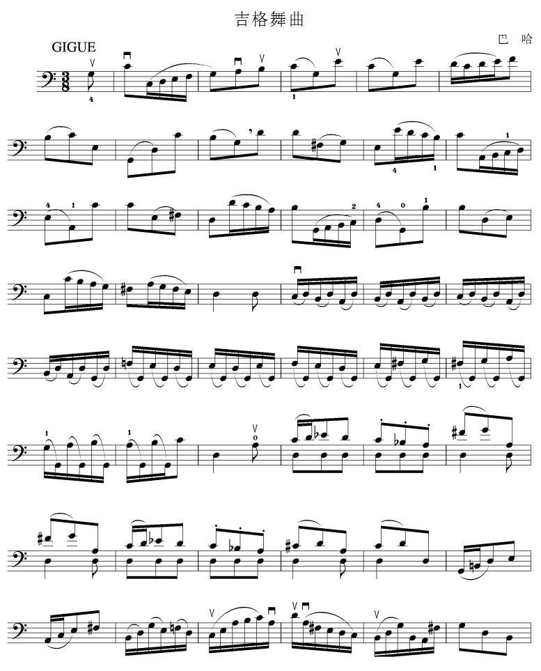吉格舞曲(大提琴谱)其它曲谱（图1）