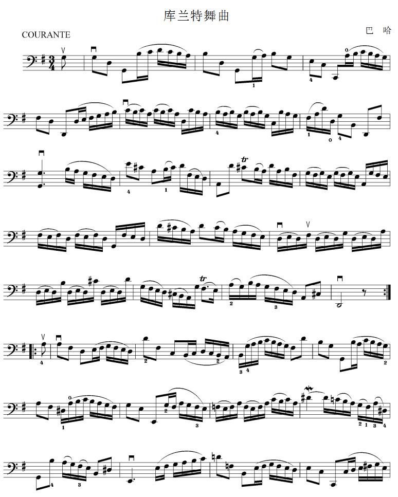 库兰特舞曲(大提琴谱)其它曲谱（图1）