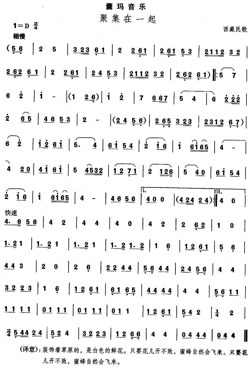 中国民族民间舞曲选（（七）藏族舞蹈：囊玛-聚集在一）其它曲谱（图1）