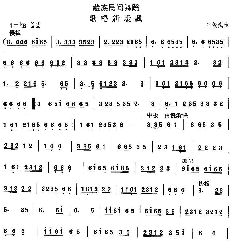 中国民族民间舞曲选（七)藏族舞蹈：歌唱新康）其它曲谱（图1）