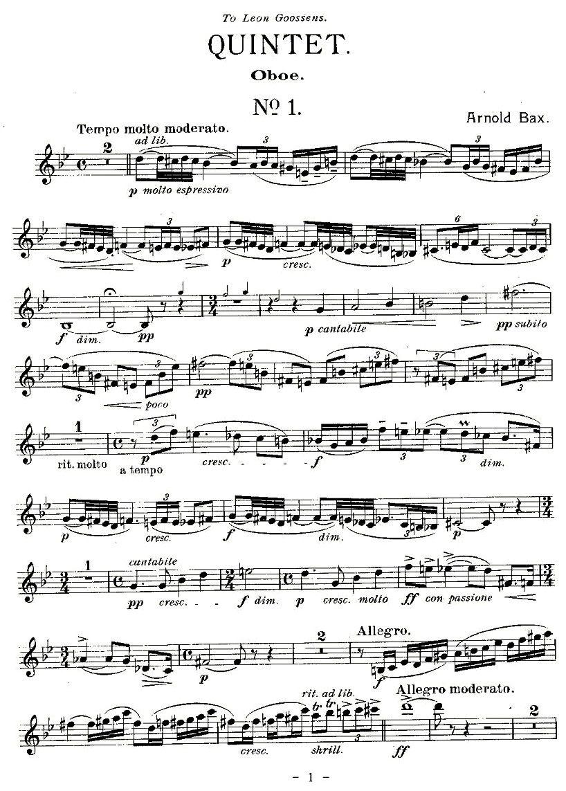 QUINTET.No1.（双簧管+弦乐五重奏、双簧管分谱）其它曲谱（图1）