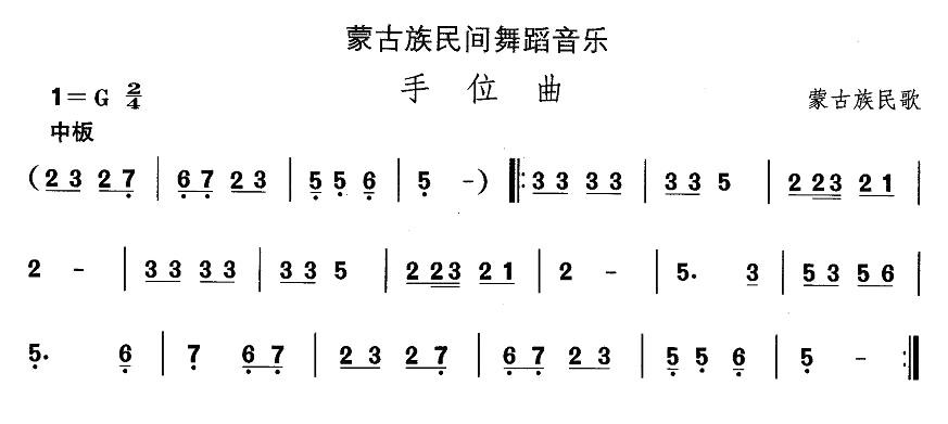 中国民族民间舞曲选（八)蒙古族舞蹈：手位）其它曲谱（图1）