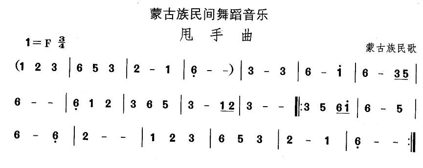 中国民族民间舞曲选（八)蒙古族舞蹈：甩手）其它曲谱（图1）