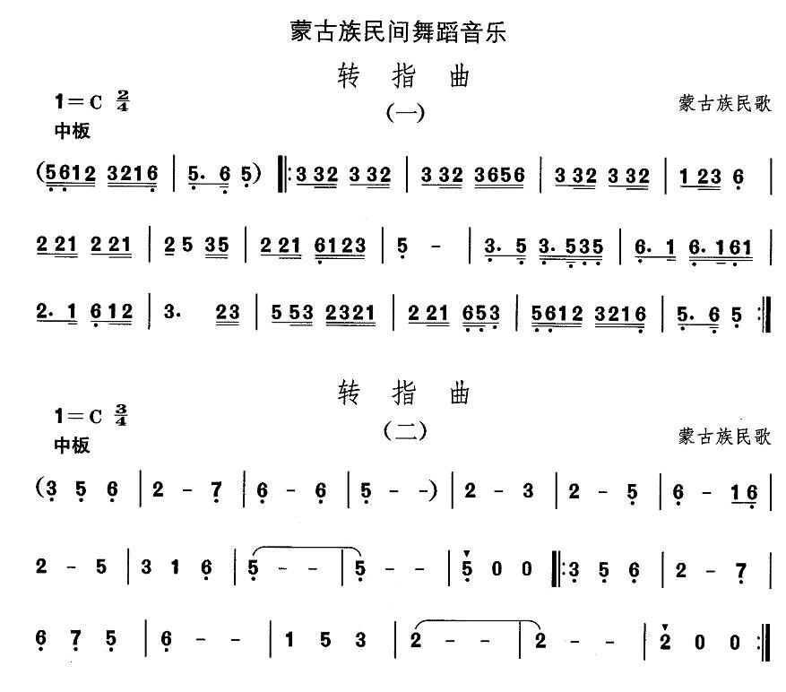 中国民族民间舞曲选（八)蒙古族舞蹈：转指）其它曲谱（图1）
