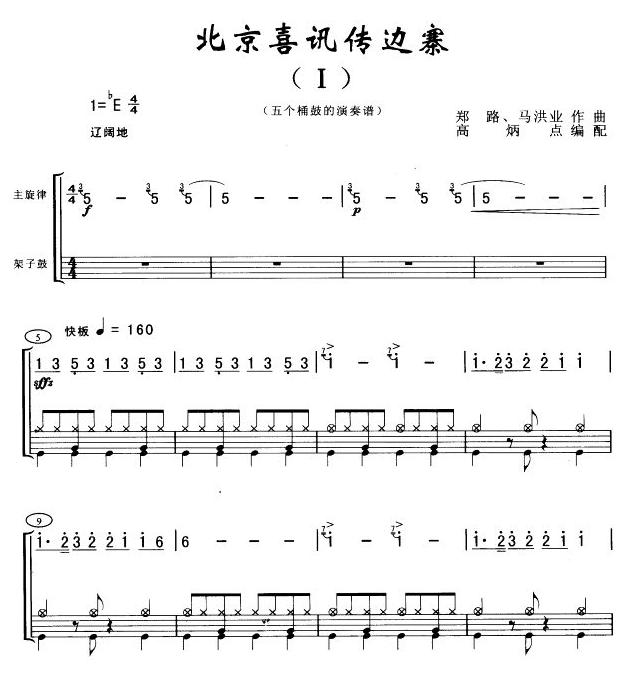 北京喜讯传边寨(架子鼓谱)其它曲谱（图1）