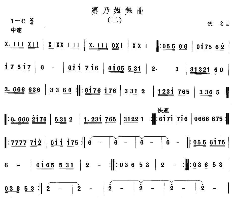 中国民族民间舞曲选（十)维吾尔族舞蹈：赛乃姆舞）其它曲谱（图2）