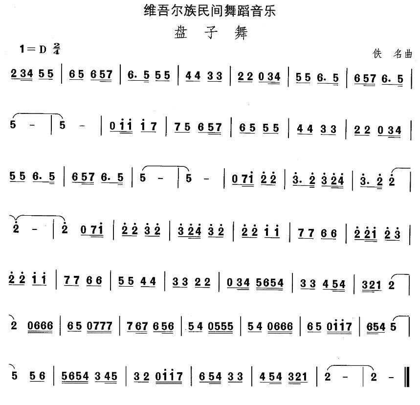 中国民族民间舞曲选（十)维吾尔族舞蹈：盘子）其它曲谱（图1）