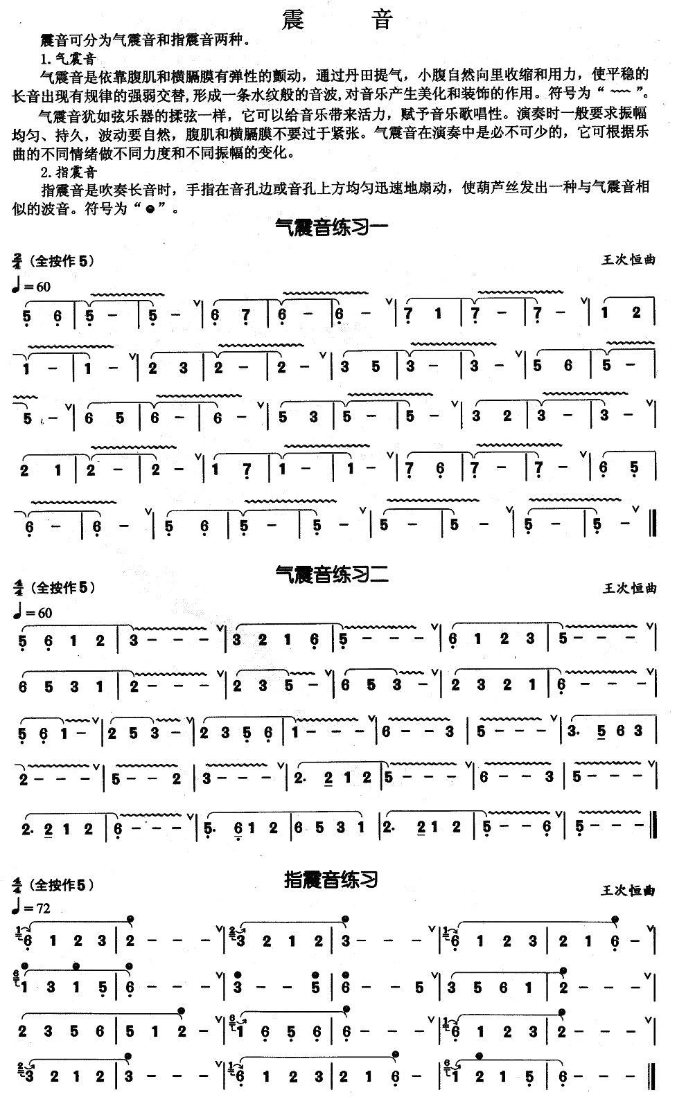 葫芦丝基本技巧练习曲——震音其它曲谱（图1）