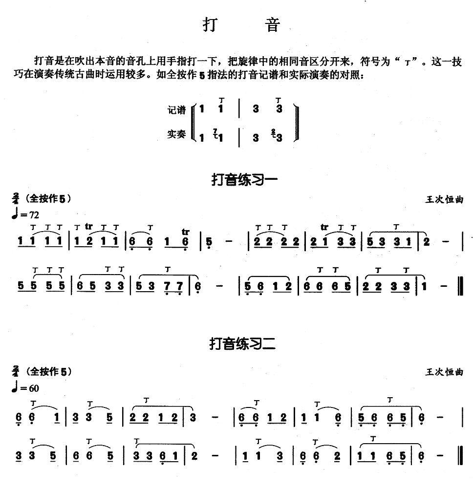 葫芦丝基本技巧练习曲——打音其它曲谱（图1）