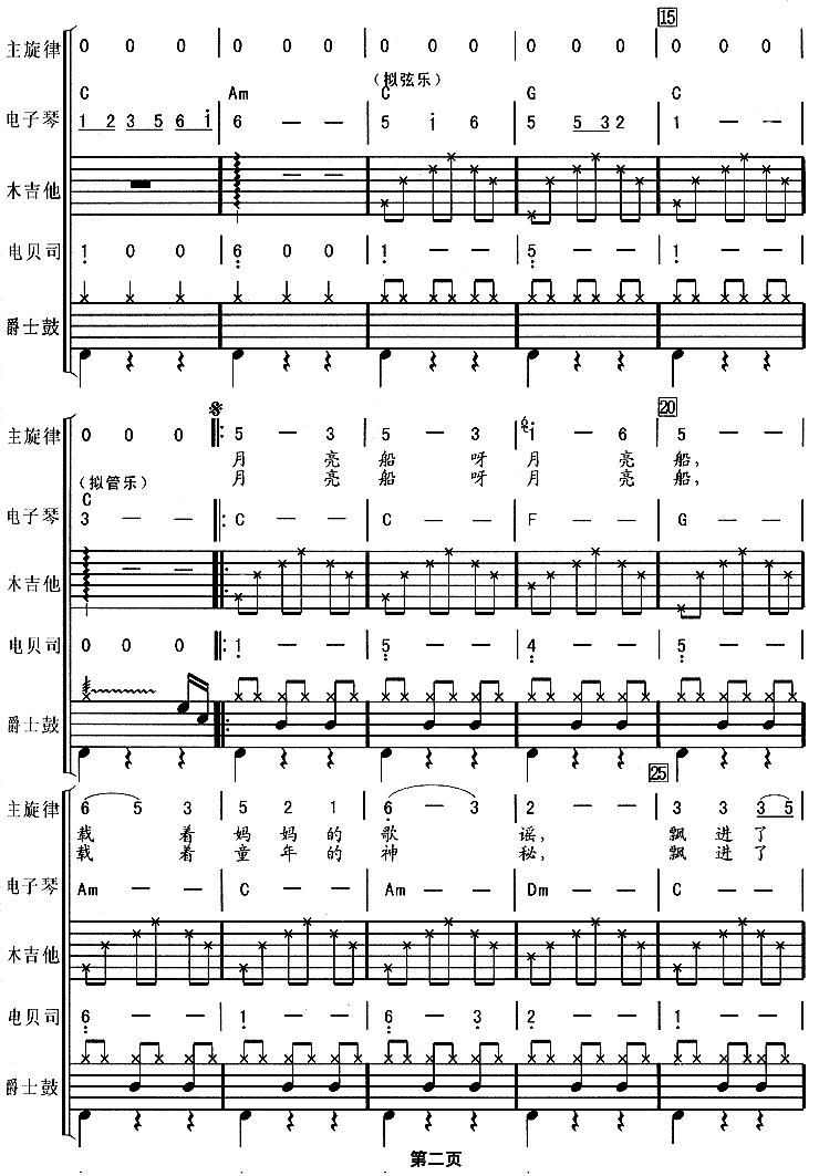 月亮船（华尔兹、电声乐队总谱）其它曲谱（图2）