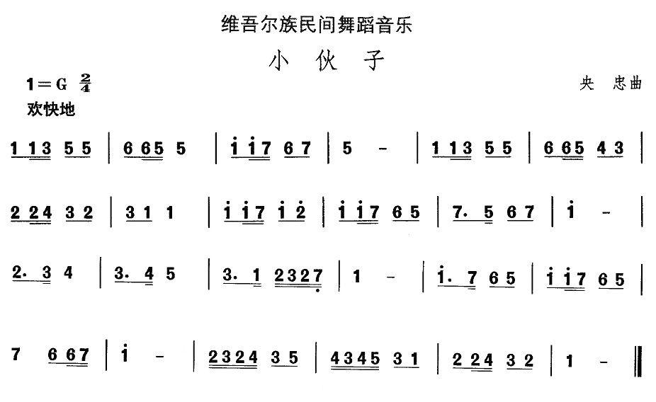 中国民族民间舞曲选（十)维吾尔族舞蹈：小伙）其它曲谱（图1）