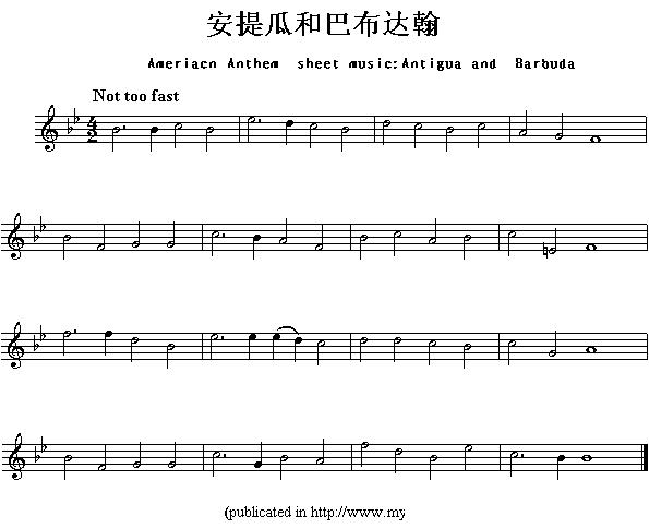 各国国歌主旋律：安提瓜和巴布达翰其它曲谱（图1）