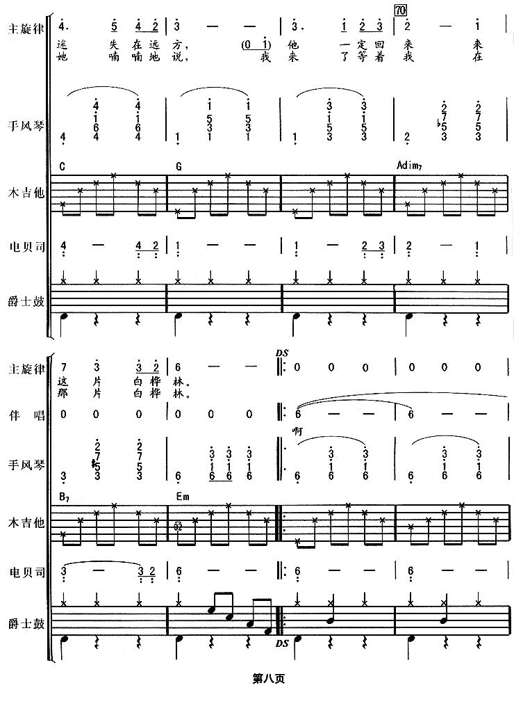 白桦林（华尔兹、电声乐队总谱）其它曲谱（图8）