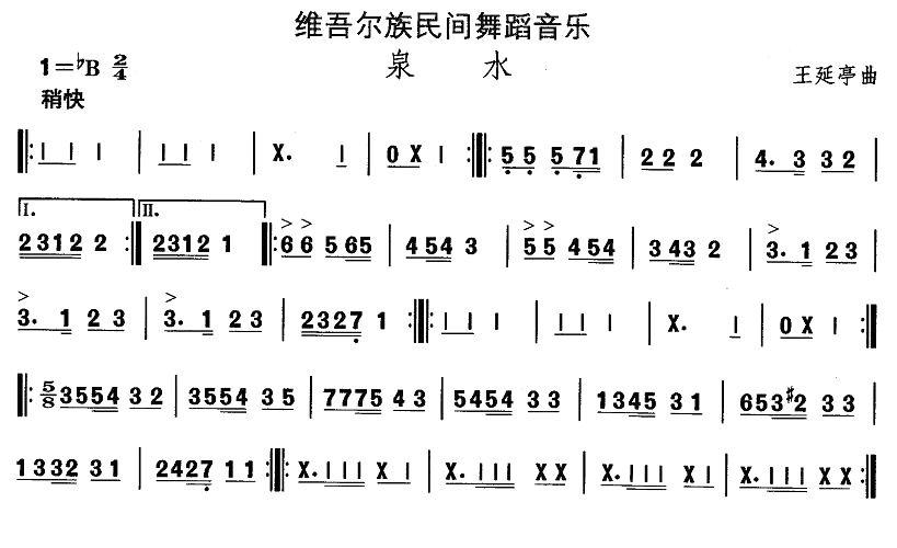 中国民族民间舞曲选（十)维吾尔族舞蹈：泉）其它曲谱（图1）