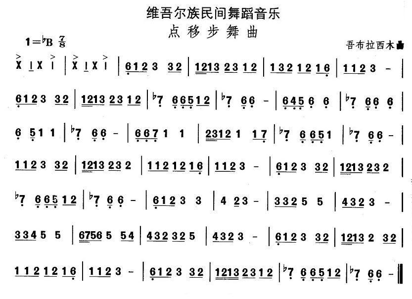 中国民族民间舞曲选（十)维吾尔族舞蹈：点移步舞）其它曲谱（图1）
