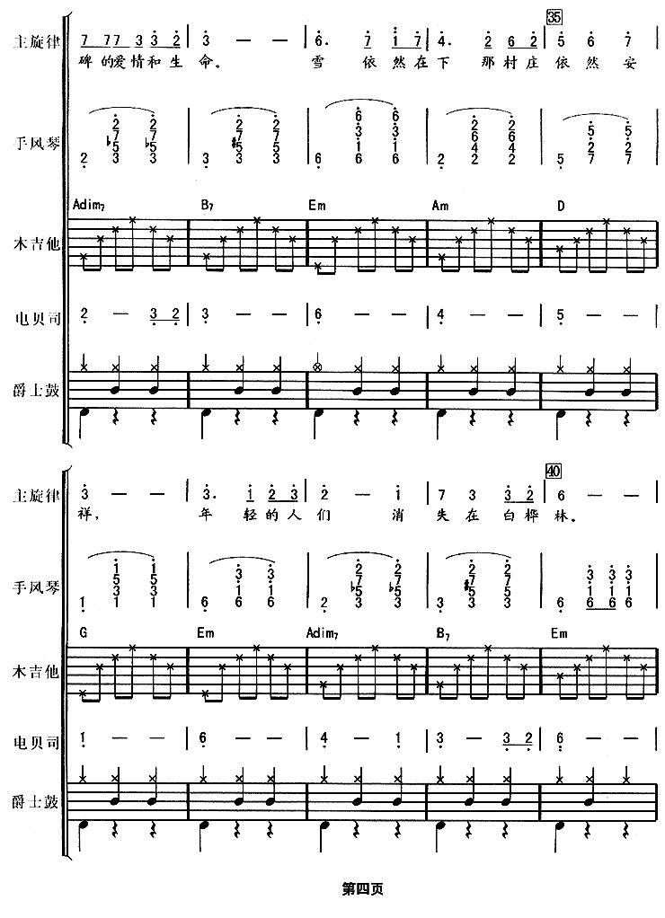 白桦林（华尔兹、电声乐队总谱）其它曲谱（图4）