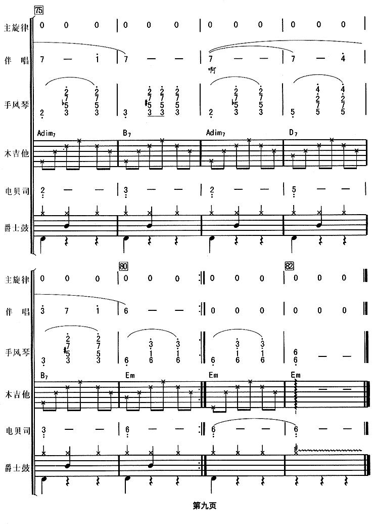 白桦林（华尔兹、电声乐队总谱）其它曲谱（图9）