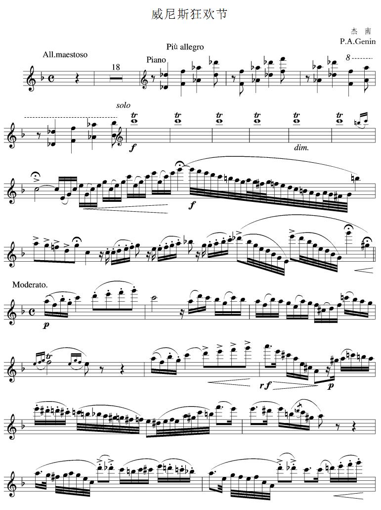 威尼斯狂欢节（长笛谱）其它曲谱（图1）
