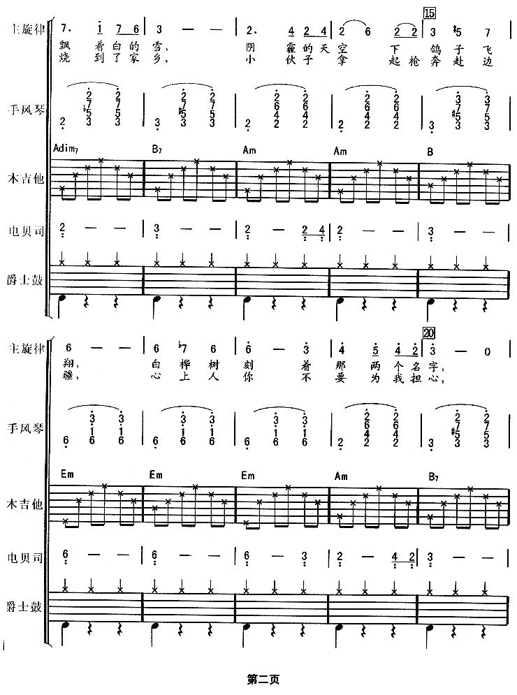 白桦林（华尔兹、电声乐队总谱）其它曲谱（图2）