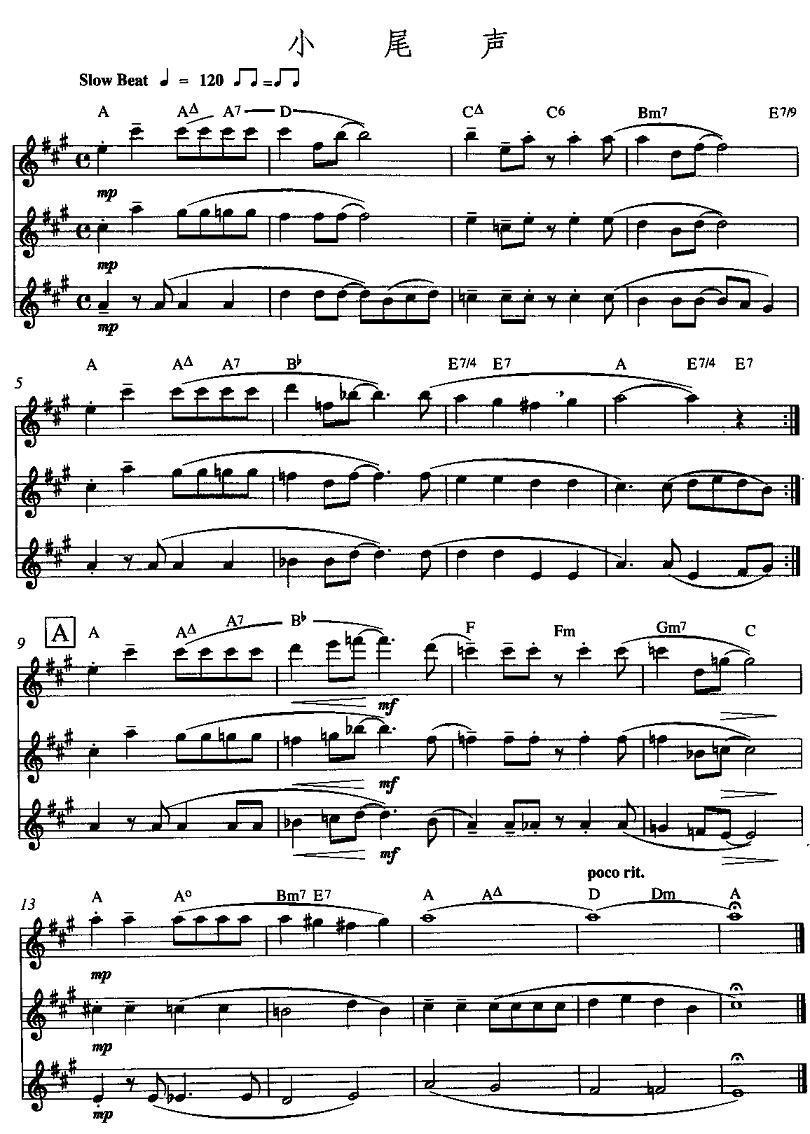 小尾声（长笛三重奏）其它曲谱（图1）