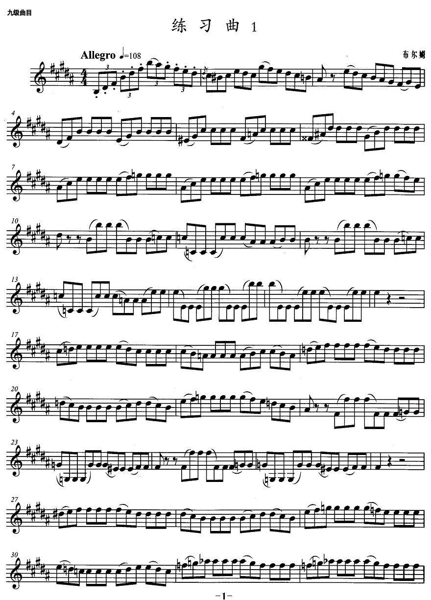小号考级九级：练习曲（1）其它曲谱（图1）