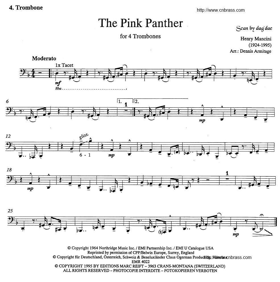 The Pink Panther（《粉红豹》长号四重奏）其它曲谱（图4）