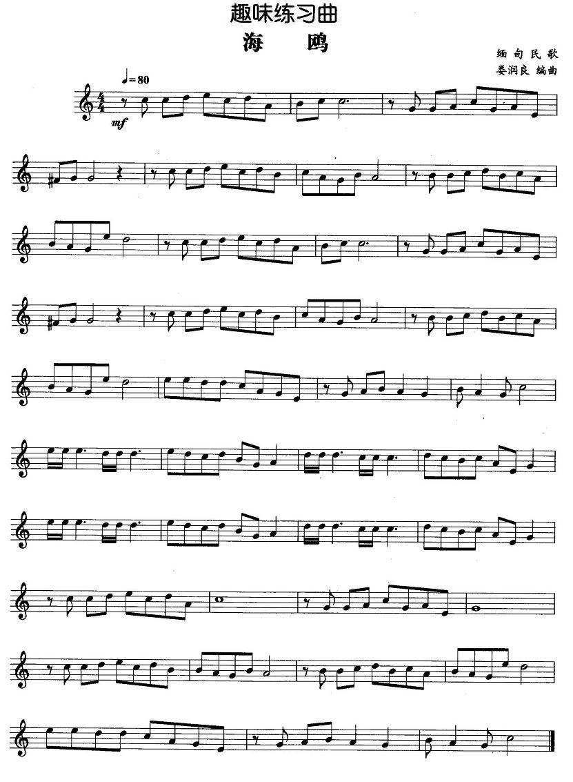 趣味练习曲：海鸥其它曲谱（图1）