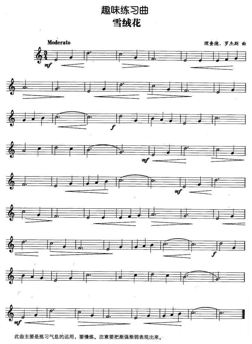趣味练习曲：雪绒花其它曲谱（图1）